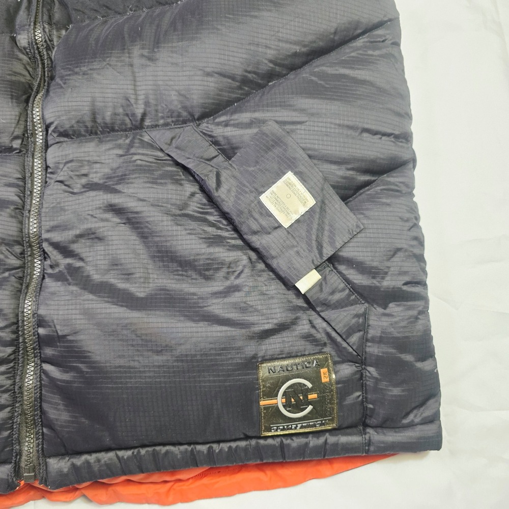 Nautica Men's Competition Reversible Puffer Vest XXL Black Orange Duck Down A22 - Picture 8 of 15